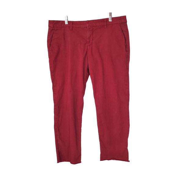 Frank & Eileen Wicklow Pants The Italian Chino Cropped Merlot Red Size 12 - Picture 2 of 8